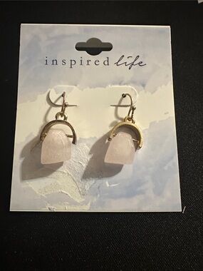 Inspire Pink Stone Drop Earrings - Gold Accents
#58